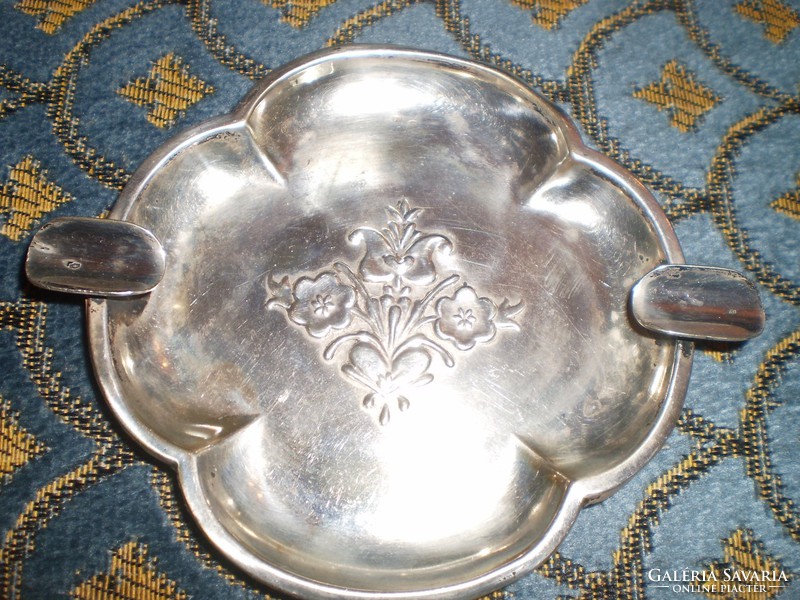 Old silver tulip patterned ashtray