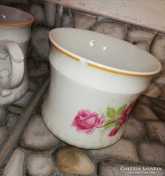 Rare shape porcelain rose Zsolnay mugs, mugs, nostalgia pieces, rustic decoration