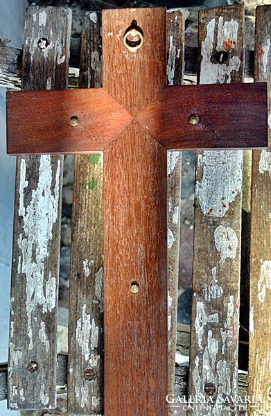15. Antik, CSONT Jézus Krisztus (12.7 cm), 35 cm impozáns feszület,  kereszt, korpusz