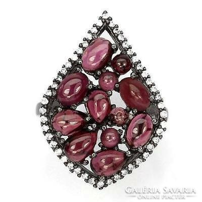 57 And genuine garnet and white zircon 925 silver ring