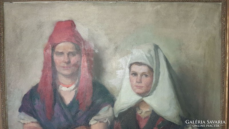 Antik portré festmény 80 x 100 cm 1900 as évek