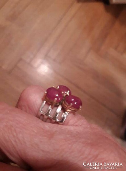 58 As genuine 10gm ruby otvos unique 2 tone 925 silver ring