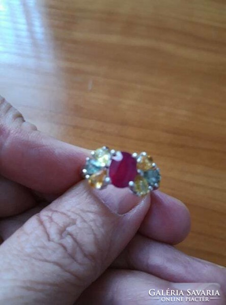 54 And genuine ruby & colored sapphire 925 silver ring