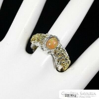 58 Genuine opal 925 silver and more gold handcrafted ring