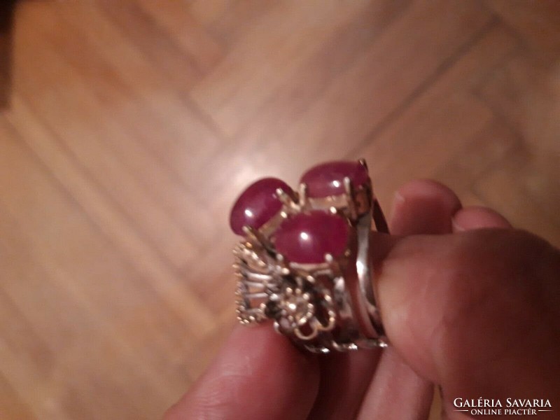 58 As genuine 10gm ruby otvos unique 2 tone 925 silver ring
