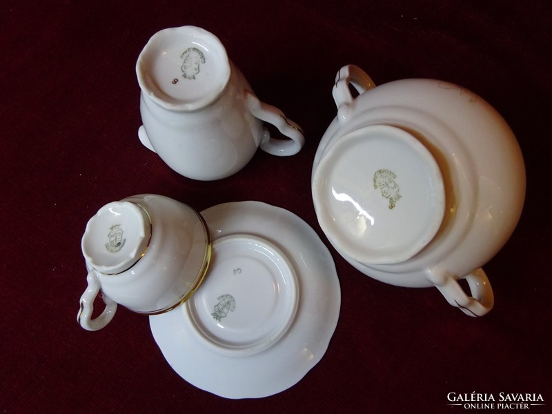 MSB antik csehszlovák porcelán 6 személyes kávéskészlet. Arany szegélyes, vitrin minőség. Vanneki!