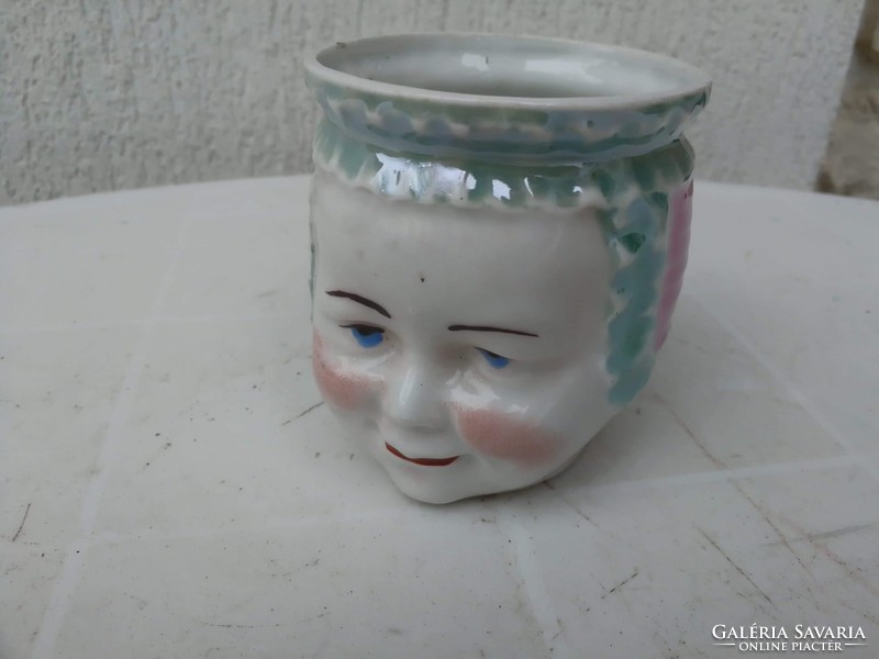 Old porcelain mug with baby head, special rarity! Cute lovely collection piece.