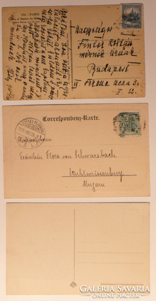 3 db üdvözlőlap, 1900-1910-es évek: Párizs, Bécs, Milánó operaházai, postatiszta is