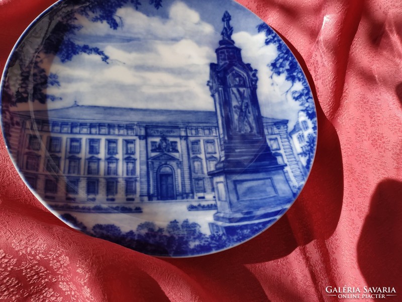 Beautiful blue painted porcelain decorative plate