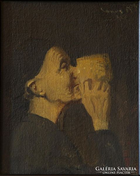Alfréd Lakos (1870–1961): drinking old woman, 1942