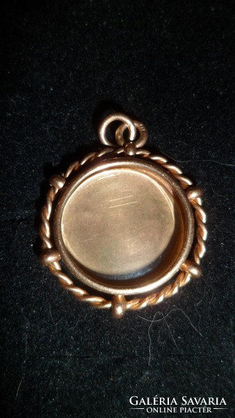 14K antique lock of hair or photo holder pendant