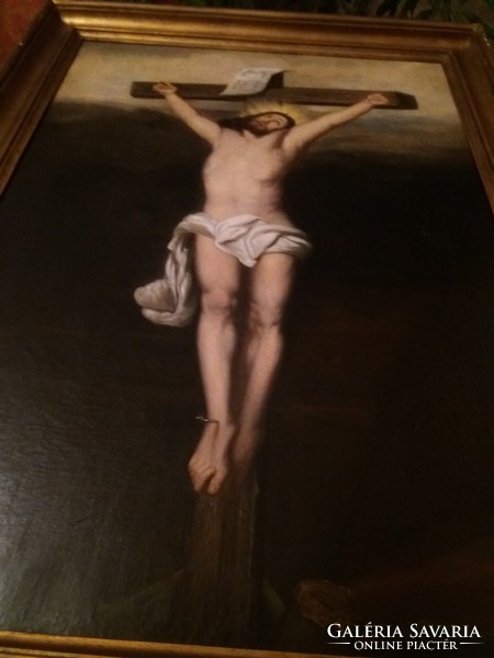 Large antique holy image - Jesus on the cross