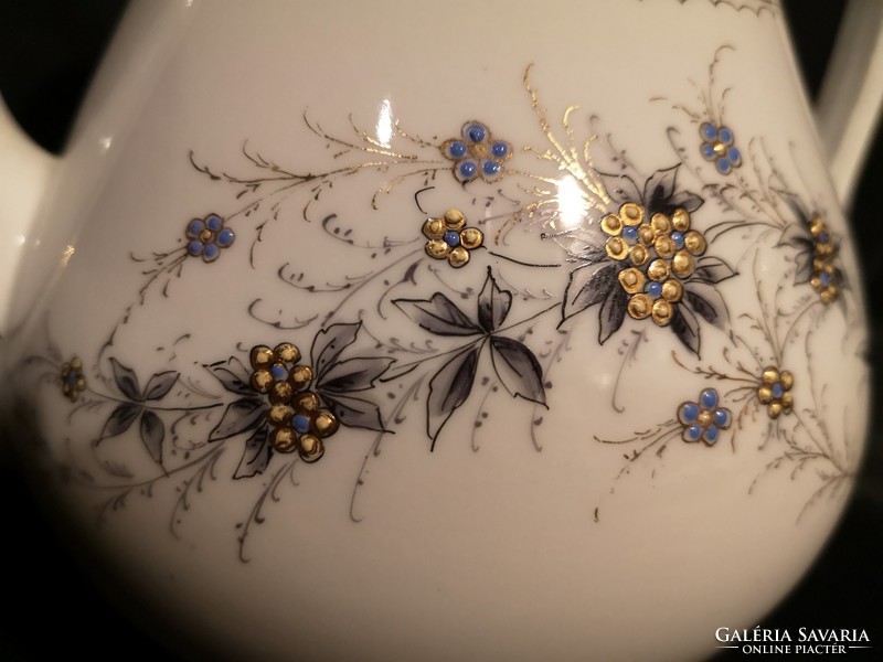 Gyönyörű, antik, XIX. századi, kézzel festett, porcelán teáskanna