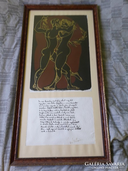 SZÁNTÓ PIROSKA - Vérnász + VAS ISTVÁN autográf szignózott költemény egy képen látványos méretben