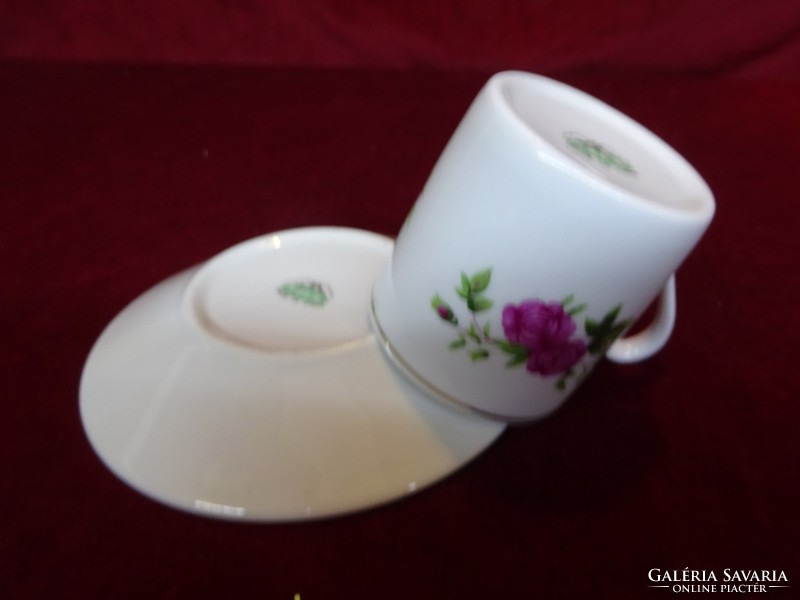 Oriental porcelain rose pattern coffee cup + placemat, placemat diameter 11.5 cm. He has!