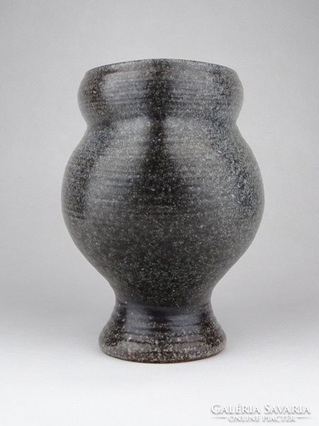 0Z245 Retro Adamis Gusztáv iparművészeti szürke kerámia váza