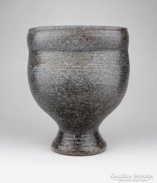 0Z245 Retro Adamis Gusztáv iparművészeti szürke kerámia váza