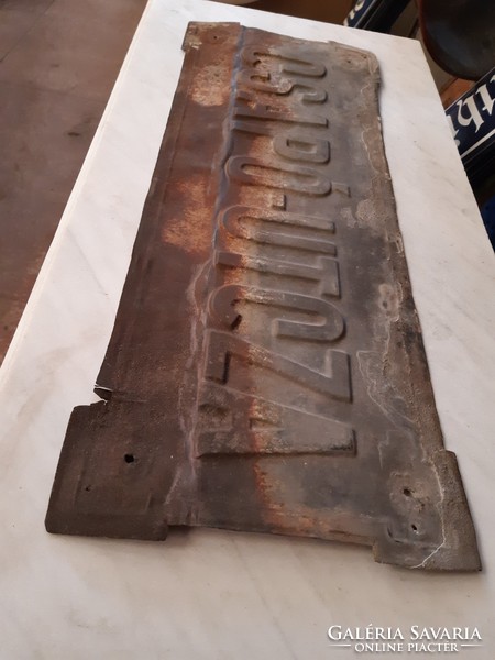 Old street name sign, galvanized iron plate