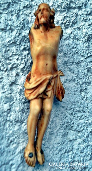28. Antique ivory Jesus Christ torso 11 cm, cross, corpus, crucifix ~ 320 years old.