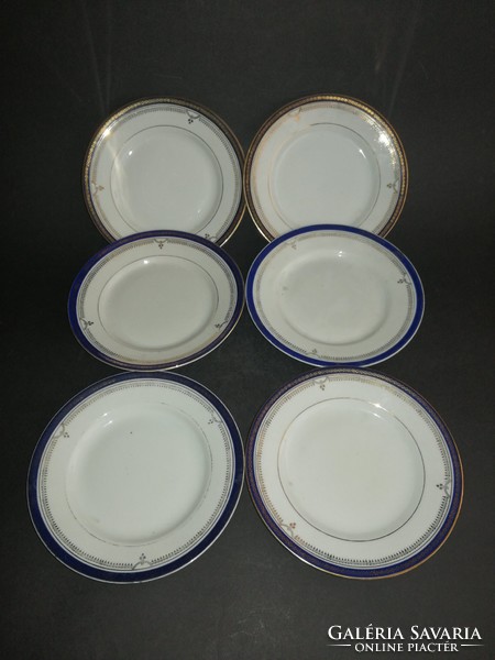 Antique cobalt blue gilded porcelain small plates 6 pcs