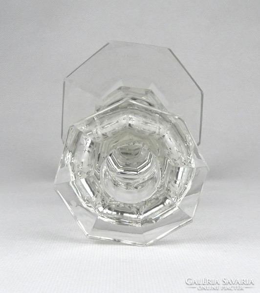 0Z185 Antik üveg gyertyatartó 18 cm