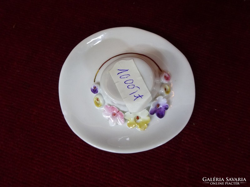 Német minőségi porcelán virágmintás kalap, mérete: 7,5 x 6,5 x 2 cm. Vanneki!