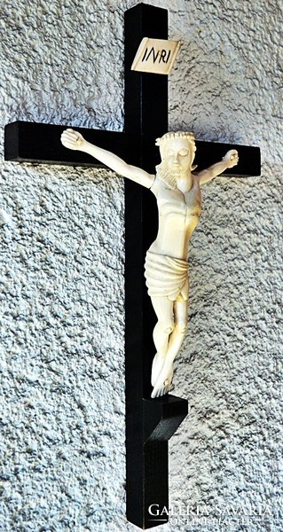4. Antique, ivory Jesus Christ (22cm), 45cm crucifix, meticulous, cross, corpus
