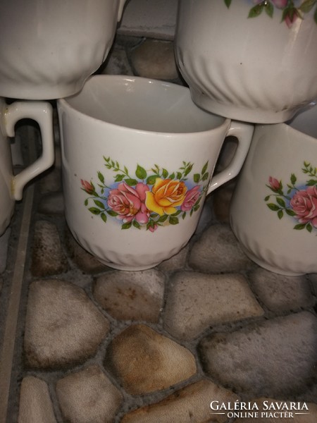 6 db rózsás porcelán bögre csomag, bögrék, dekoráció