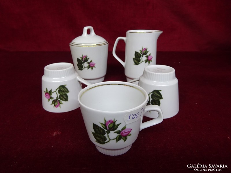 Colditz német porcelán három személyes kávéskészlet, öt darabos. Rózsa mintával. Vanneki!