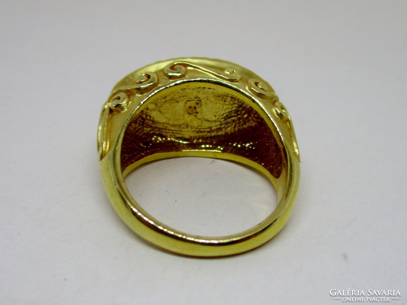 Különleges régi aranyozott köves gyűrű