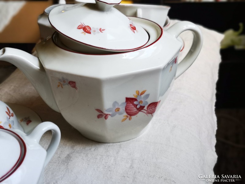 Régi Drasche porcelán teáskészlet  virág mintával