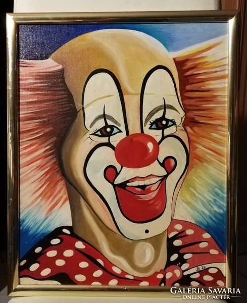 Signed, portrait of a clown ( 40 x 50 )