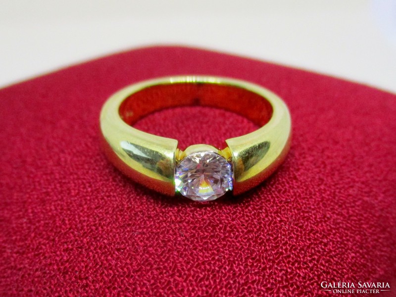 Special handcrafted gold-plated silver ring with brill cut crystal