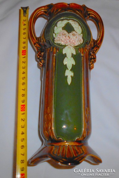 Szecessziós majolika váza 28,5 cm