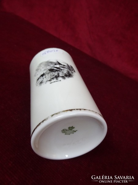 Rheintal Sevelen svájci porcelán henger alakú váza, magassága 10,2 cm. Wimmis látképével. Vanneki!
