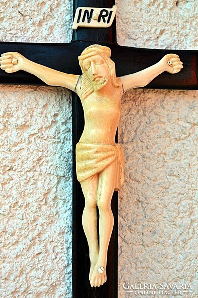2. Antique, ivory Jesus Christ (19cm), 35cm crucifix, ebony (iron tree!) Cross, corpus