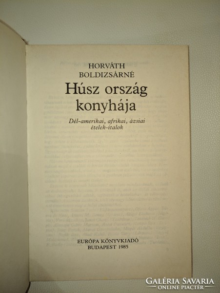 Horváth Boldizsárné: Húsz ország konyhája  1985