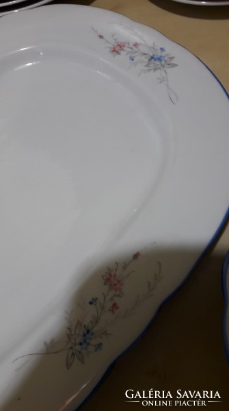 Láng Mihály, antik, porcelán pecsenyés tál, tálaló, sütis, asztalközép, gyönyörű mintával, 2db