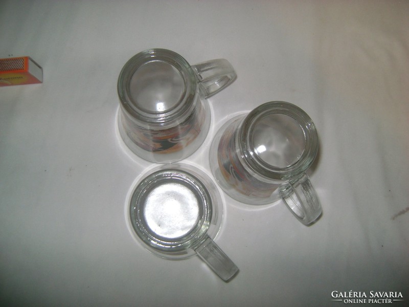 Retro kávés vagy teás füles pohár - három darab együtt - kávézó hölgy mintával