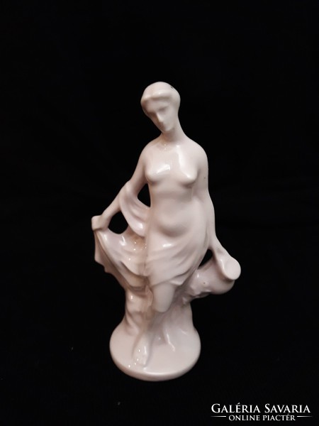 Porcelain figurine of woman with water barrel - female statue, nipple 13cm