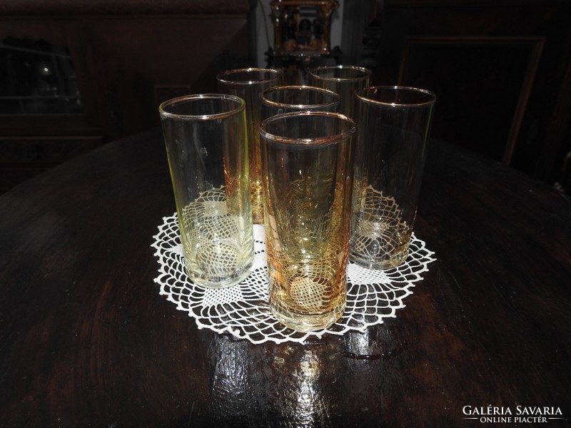 Vintage cylindrical colored glass liqueur set