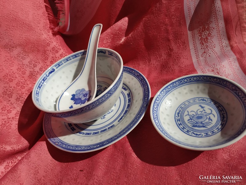 Rizsszemes, kínai porcelán reggeliző (4db.)