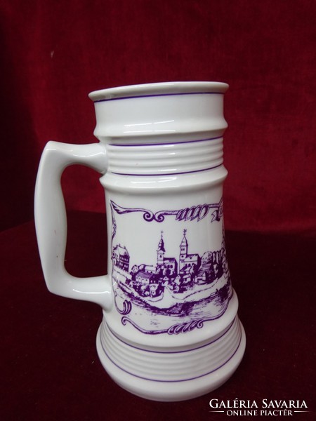 Great Plain porcelain beer mug with Hódmezővásárhely inscription, 20 cm high. He has!