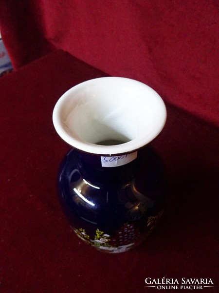 Német porcelán kobalt kék váza, magassága 20 cm. Vanneki!