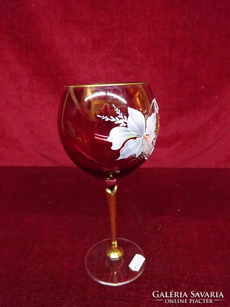 Kristályüveg boros pohár, 60. születésnapra. Kézi festésű, 21 cm magas. Vanneki!