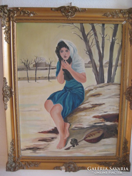Orphan c. Painting signed, oil on canvas, nice condition
