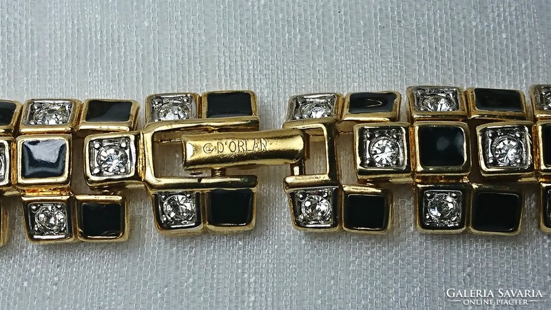 D'orlan susan caplan english jewelry set, black enamel swarovski crystal, 22 carat gold plating