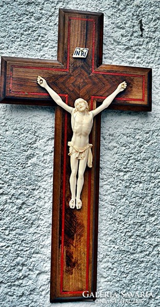 32. Antique, ivory Jesus Christ (18.7 Cm), 40.5 cm imposing crucifix, cross, corpus