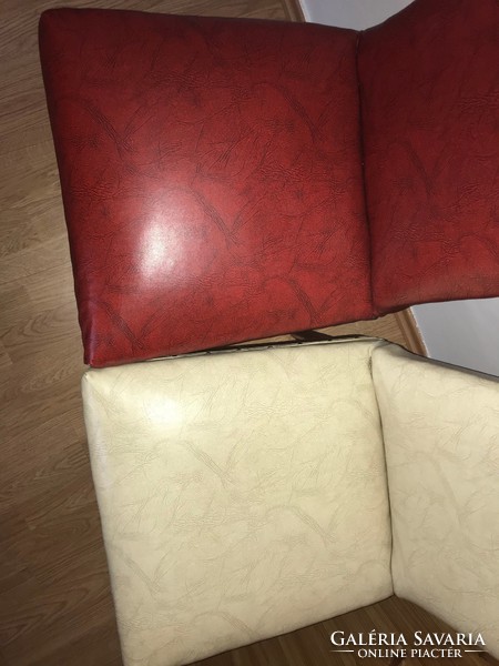 2 pcs old retro leatherette chair backrest in burgundy butter color