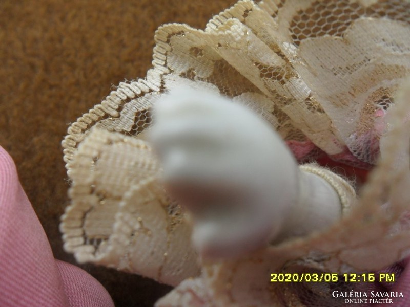 Régi porcelán Pierrot  bohóc baba 26 cm